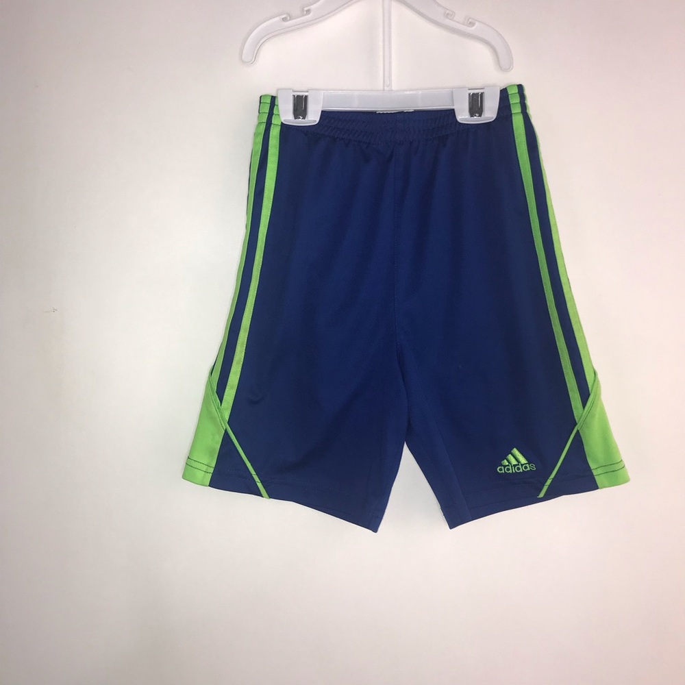 Adidas boys basketball short color: blue and green with stripes size: 6